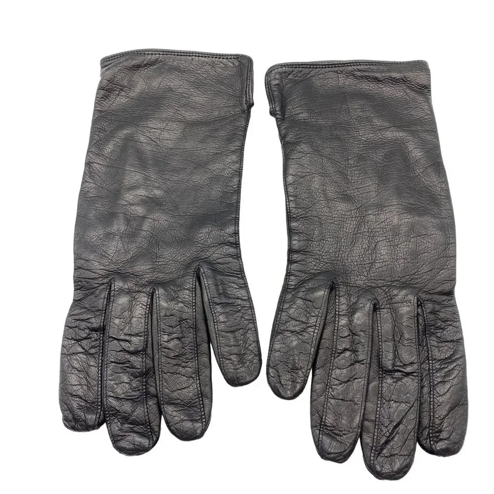 Vintage Coach womens leather driving gloves size 7.5‎ black silk lined Italy